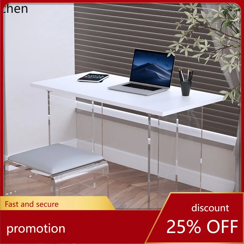 ZMLacrylic suspension computer desk home bedroom long study table makeup table writing desk