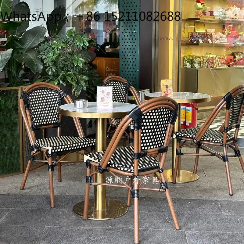 SCY outdoor dining chair western restaurant retro back chair cafe courtyard homestay commercial rattan combination chair