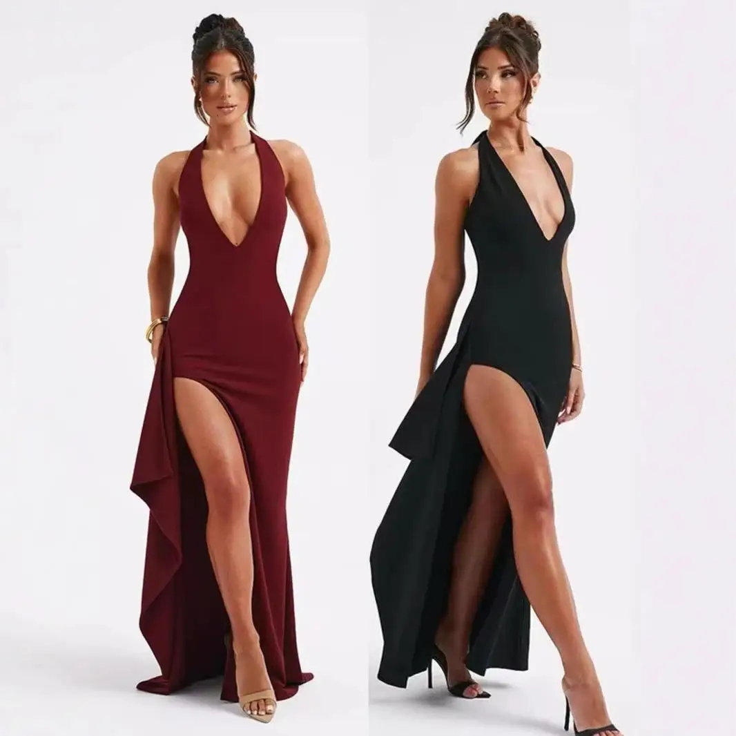 

Сладкий и пряный Sle Bal с разрезом Dr и висящим воротником, эластичная повязка на талии, юбка, полиэфирная ткань, No Sve