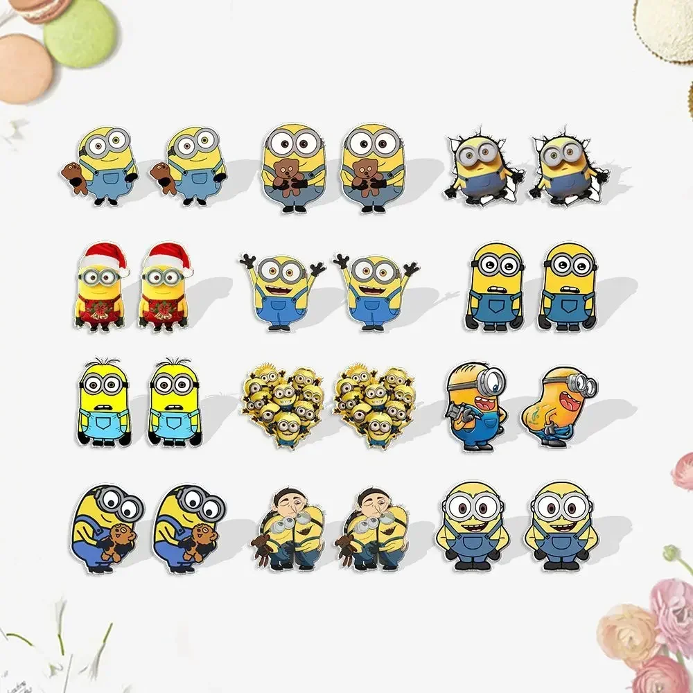 

New Minions Bob Kevin Cute Cartoon Anime Earrings Movie Peripheral Toys Despicable Me Anime Figure Earrings Kids Birthday Gifts