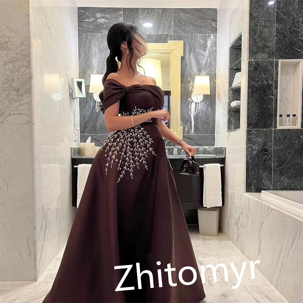 Customized Retro High Quality Off-the-shoulder A-line Floor Length Evening Dresses Formal Ocassion Gown Paillette / Sequins S فس