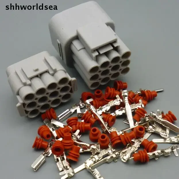 shhworldsea 10pcs/lot 2.2MM Car Waterproof 12 Pin 12P Auto  Electrical Wire Connector Plug Socket Automotive Motorcycle Marine