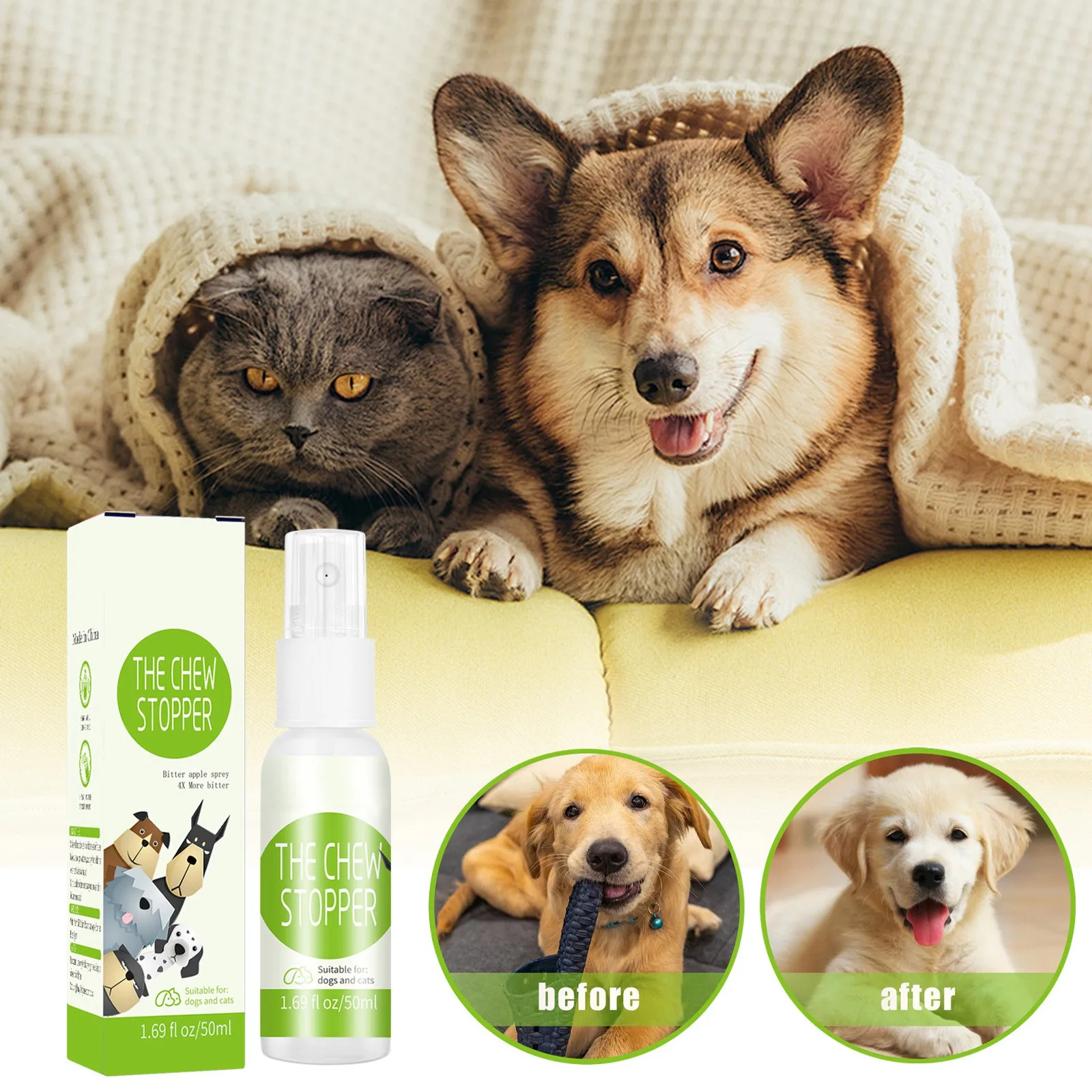 Spray dissuasif pour chats de qualité supérieure, zone restrictie pour animaux de compagnie, répulpe les chats et les chiens d'urinarie et défaut partout