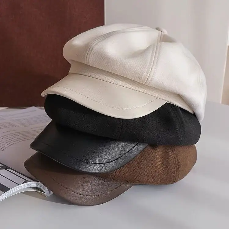 New All-ensemble Hat Beret Ladies Fall Winter Face Small Octagon Vintage British Style Newsboy Painter Cap Outdoor Fashion M528