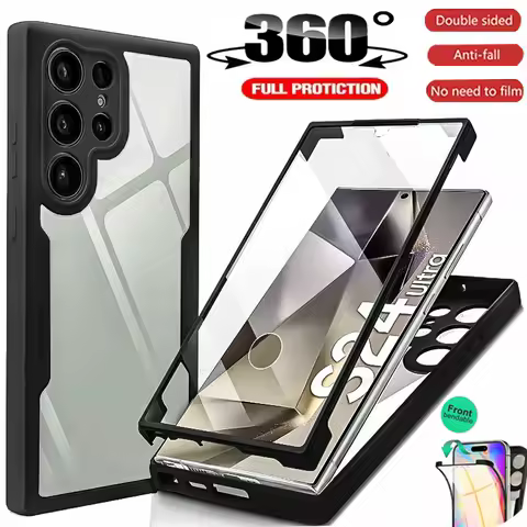 360 Full Cover Case For Samsung S24 S25 Ultra S23 S22 Plus S21 FE 5G Cases Shockproof Screen Protection Transparent Phone Cover