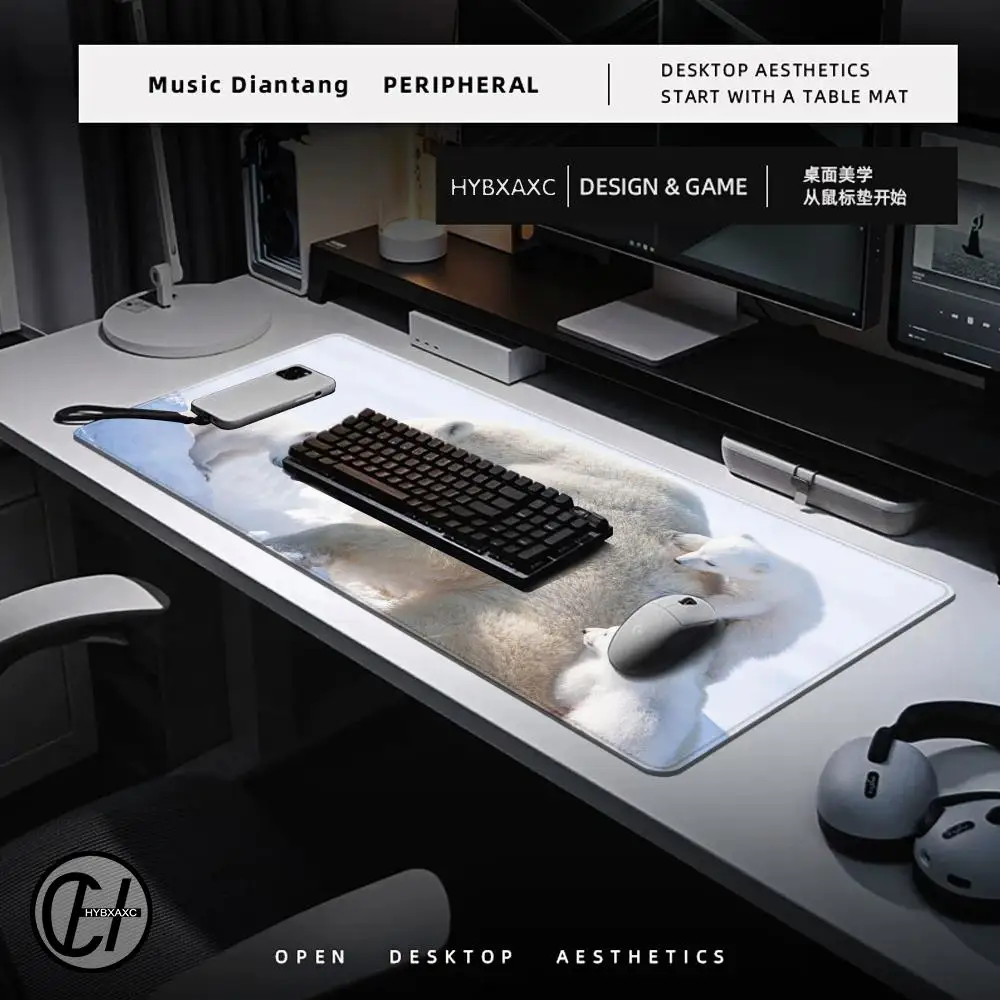 Arctic polar bear Mouse Pad Desk Mouse Pad Cute HD Desk Pad Extended Gaming Keyboard Mats Large 100x50cm XXL Gamer Mousepad