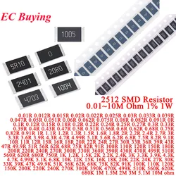 50Pcs 2512 SMD Alloy Resistor 1W 1% 0.01~100M 0.1 3.3 5.6 12 30 36 47 51 82 100 680 750 1K 2K 6.8K 10K 20K 22K 200K 1M ohm 10pcs