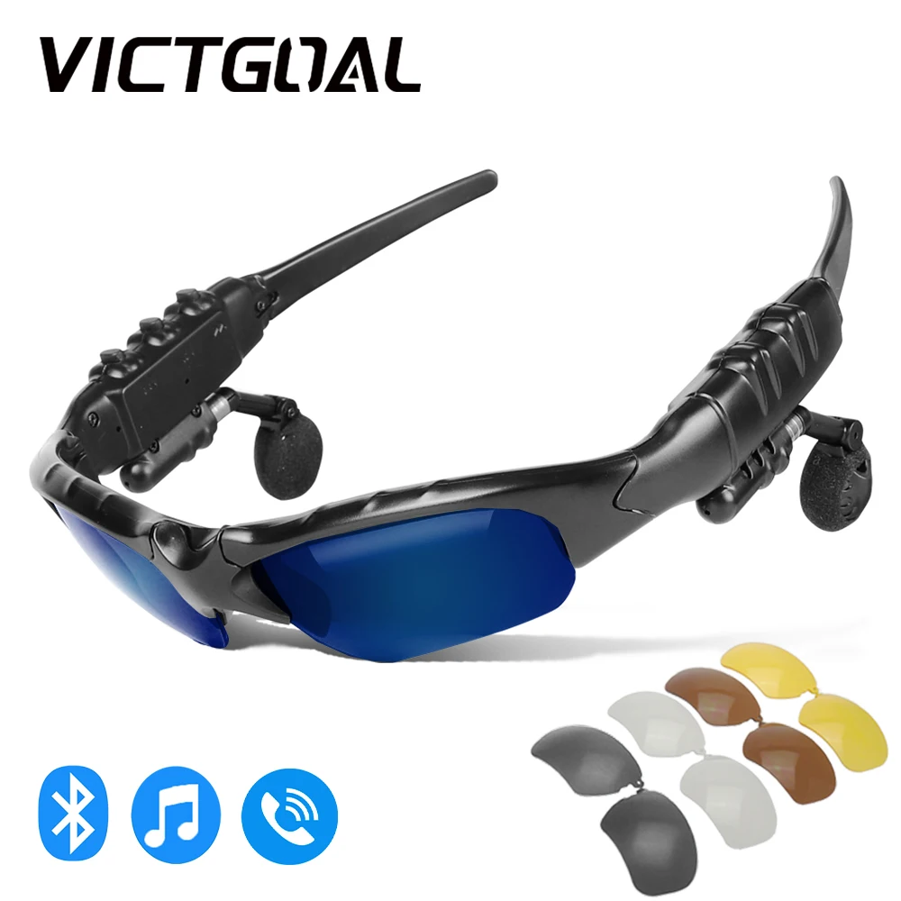 VICTGOAL Cycling Bluetooth Glasses Polarized Men's Sunglasses Bicycle Eyewear Sport Lenses Electric MTB Road Bike Smart Earphone