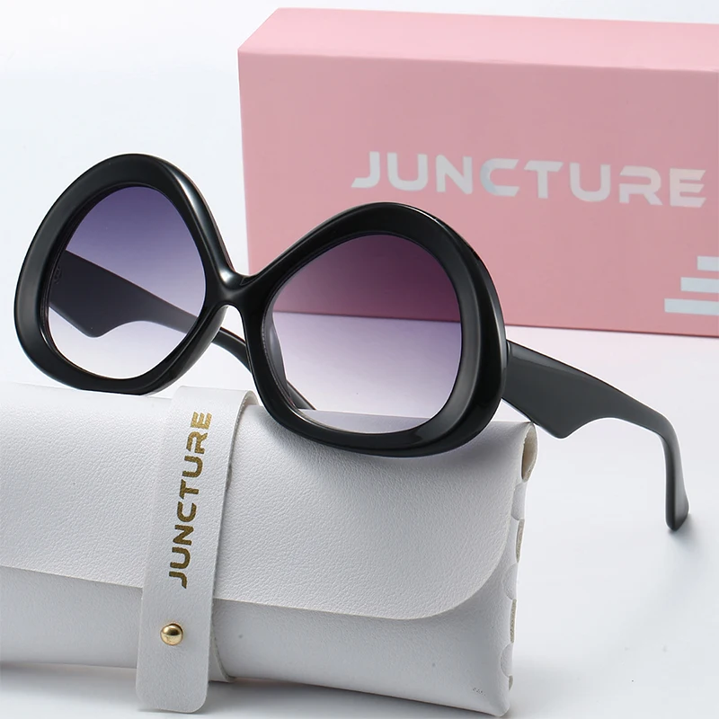 نظارات شمسية نسائية بيضاوية عصرية من JUNCTURE، نظارات شمسية بإطار كبير متدرج للسيدات، هدايا العطلات، نظارات شمسية للنساء