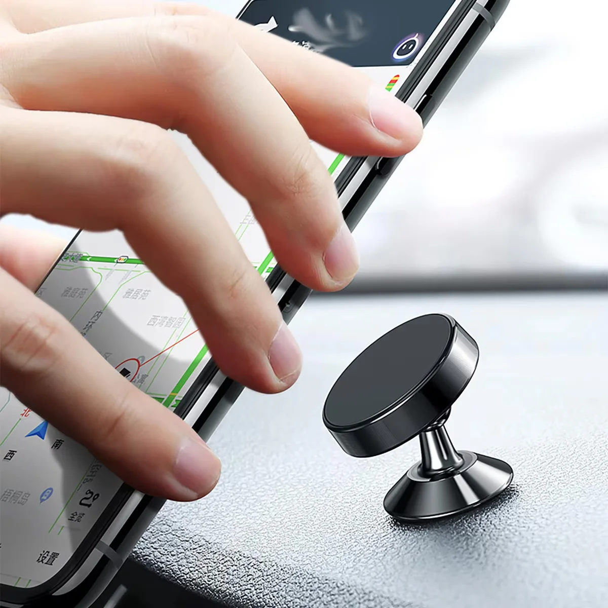 1 metal material circular mini magnetic phone holder, car multifunctional phone navigation holder, car dashboard holder