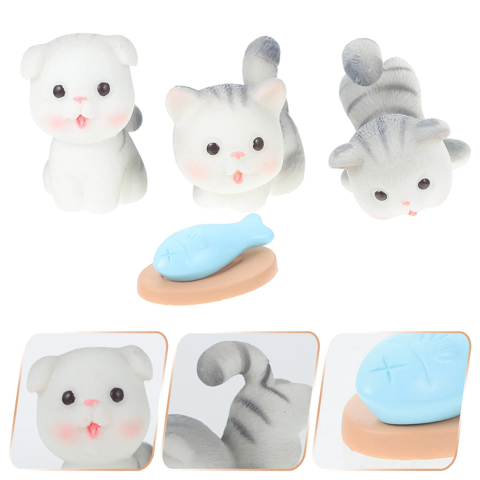 

1 set 1 Set Of Pet Figurines Resin Lifelike Kitten Statues For Garden Home Decor Creative Craft Ornaments Tabletop Decorations