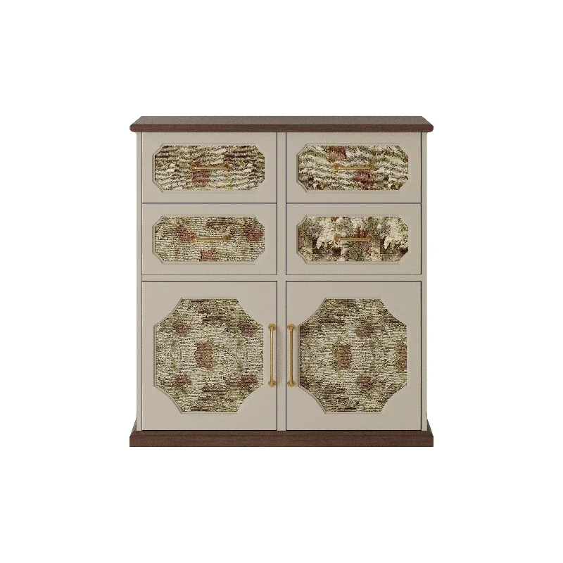 

Pastoral retro pattern chest small apartment living room bedroom wall locker solid wood storage drawer cabinet