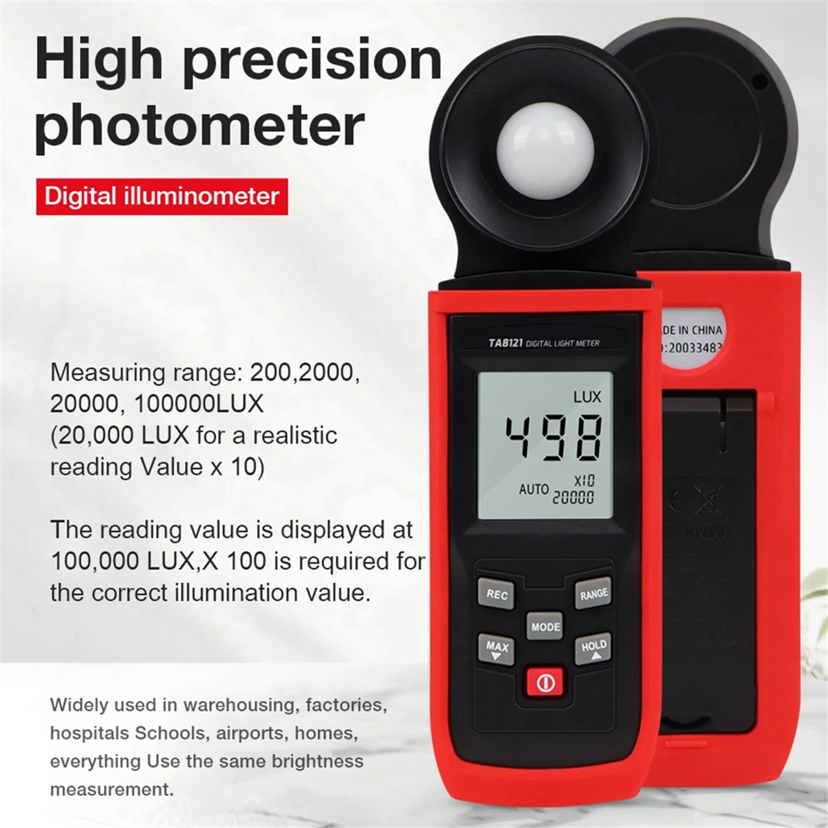 A03R Digital Photometer 100000 Lux/FC High Precision Light Meter for Photography, Film, and Scientific Applications