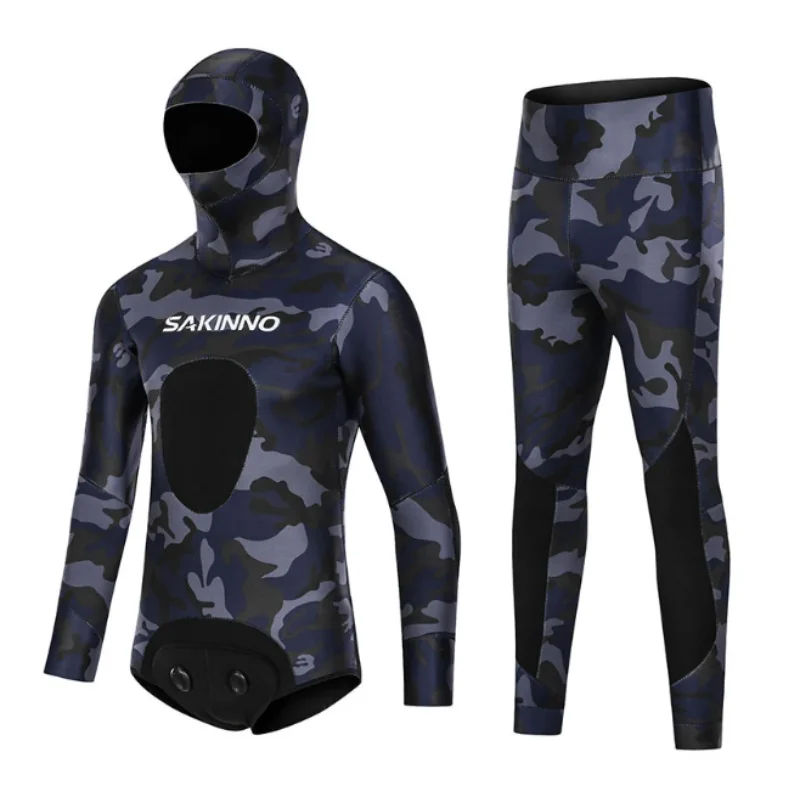 

3.5mm Neoprene Two Pieces Camouflage Hood Wetsuit Fishing Hunting Scuba Suit Waterproof Warm UnderWater Snorkeling Surfing Suits