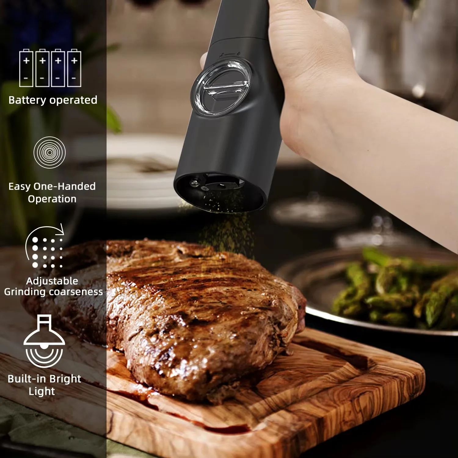 Rechargeable Electric Pepper Grinder Salt And Pepper Mills With LED Light Adjustable Coarseness Mills USB Charging Spice Grinde