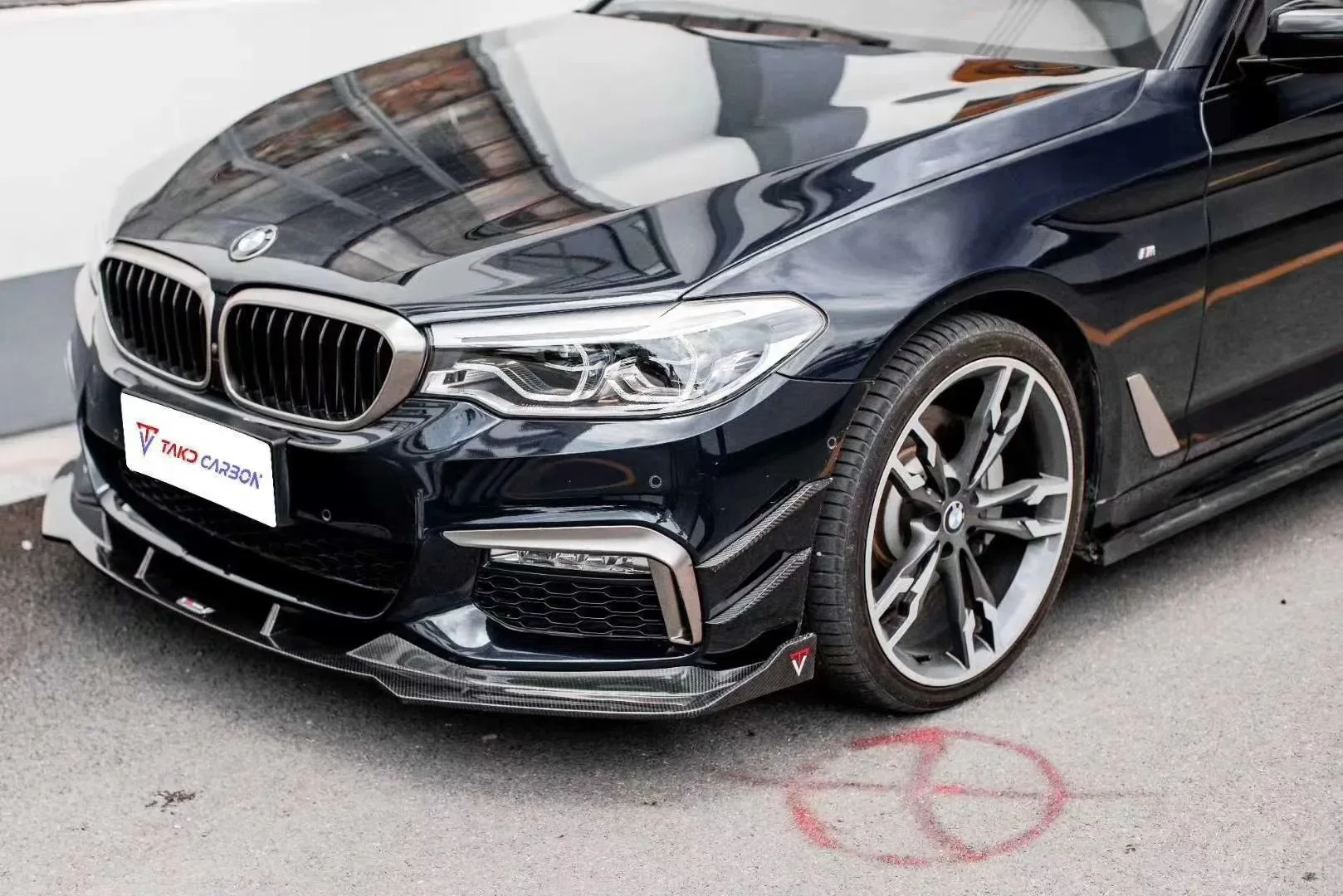 TAKD Carbon  Dry Carbon Fiber Front Bumper Canards universal rear spoilers For BMW 5 Series 530i 540i G30,G38