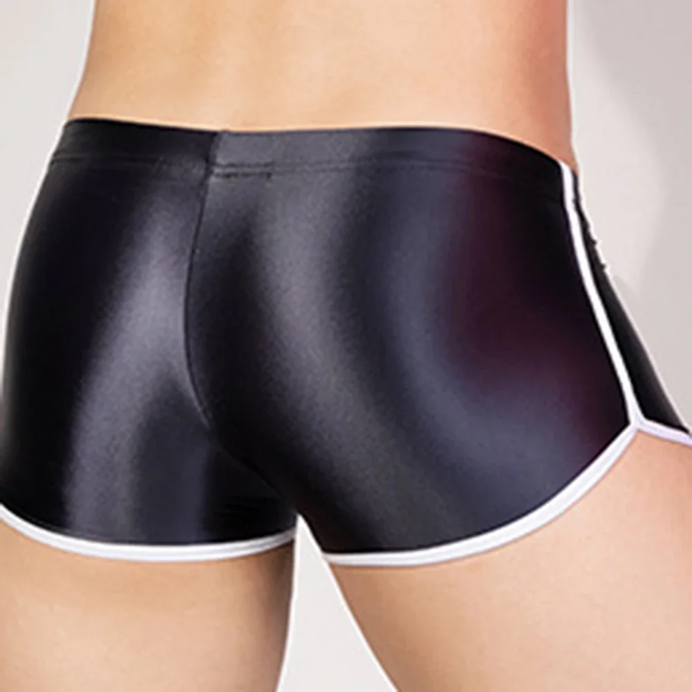 Mens Glossy Oily Shorts Elastic Stretch Underwear SoftThin Panties Breathable Underpants Smooth Lingerie Elasticity