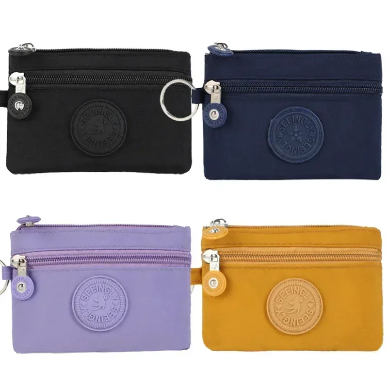 Kid's Solid Color Canvas Coin Bags Coin Purse Students Bus ID Credit Card Holder Keys Earphone Money Pocket Small Storage Bags