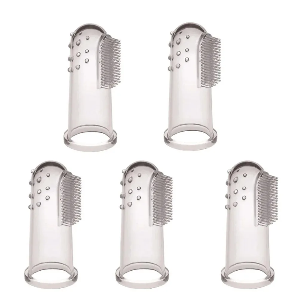 5Pcs Soft Finger Pet Toothbrush For Dogs Cats Teeth Care Remove Bad Breath Tartar Cleaning Brush