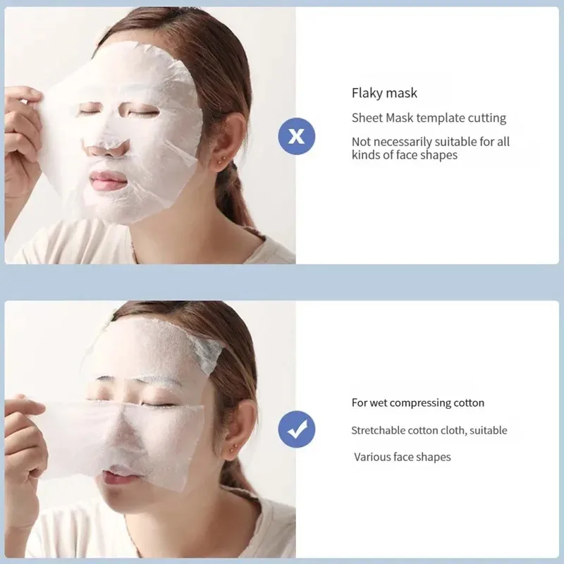 200 Uds. Almohadilla de algodón desechable elástica de algodón húmedo para ahorrar agua eliminación de maquillaje portátil pieza de algodón papel de máscara Facial transpirable
