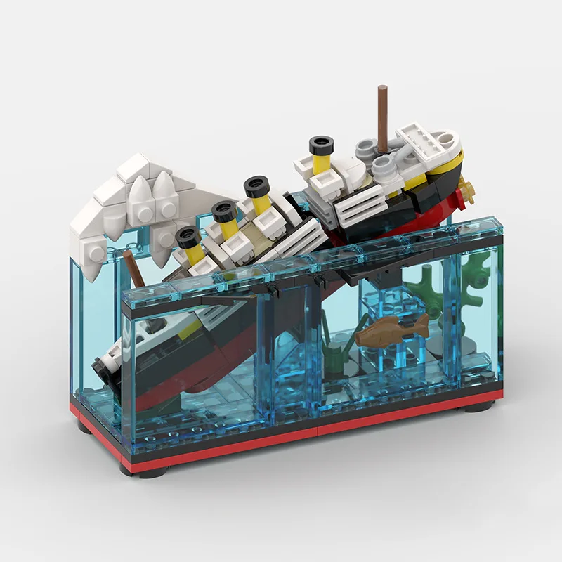 Titanic Break In Half With Case Building Blocks Boat Ship Model Cruise Shipwreck Kits Classical Mini Bricks for  Kids Birthday