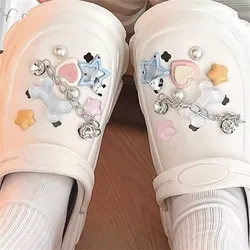 Summer New Dopamine Chain Star Heart Charms Shoe Accessories Spicy Girl Cute DIY Detachable Clogs Sandals Accessories