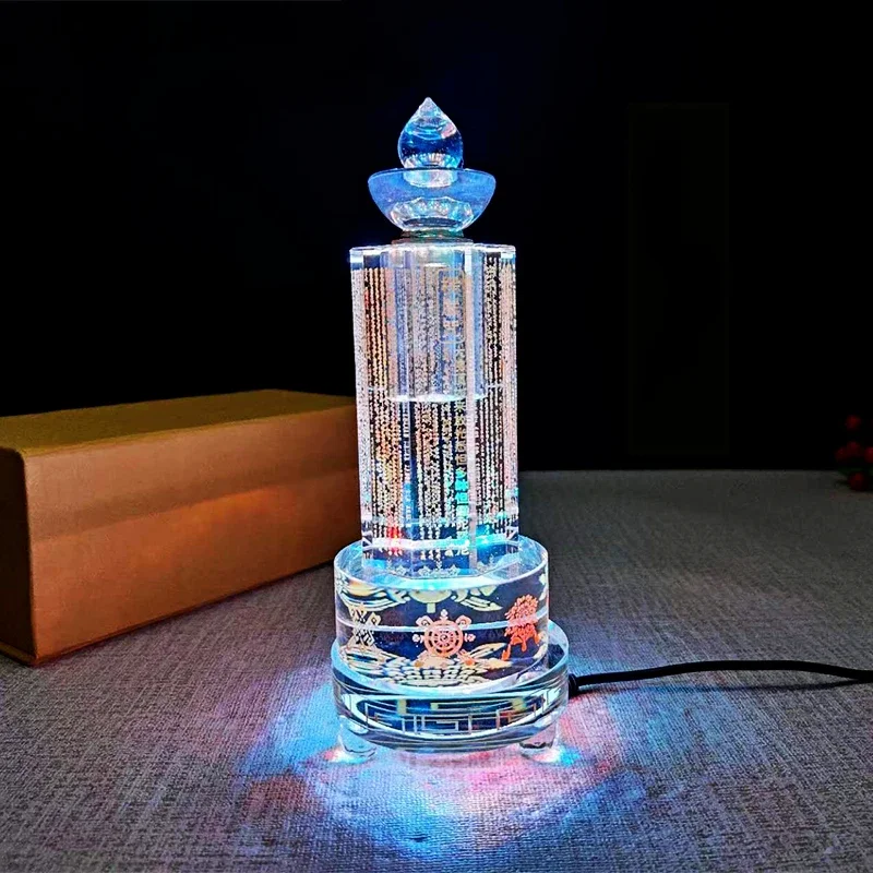 

1PCS 20cm height Crystal Hidden Buddha Top Respectful Dharani Sutra Pagoda Leng Religious Relic Pagoda Buddha Pagoda