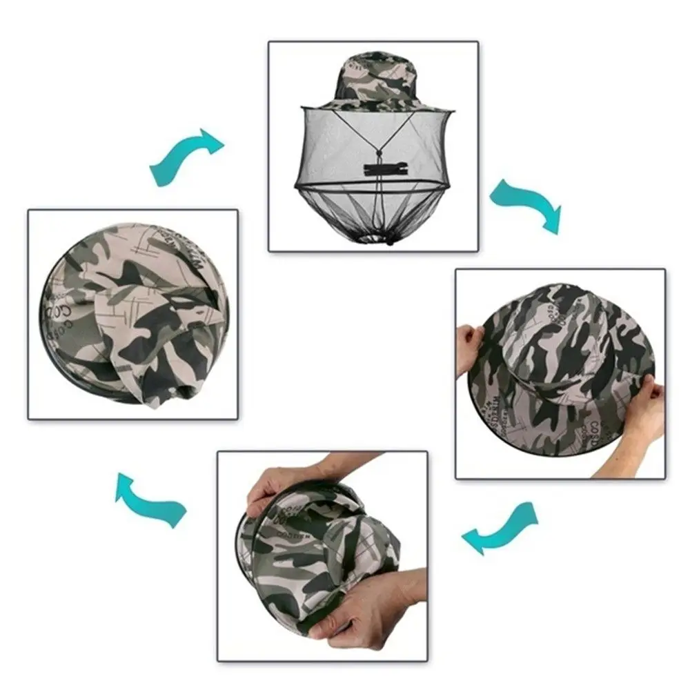 Summer Foldable Casual Insect Bee Protection Repellent Protection Outdoor Sunscreen Mosquito Hat Fishing Cap