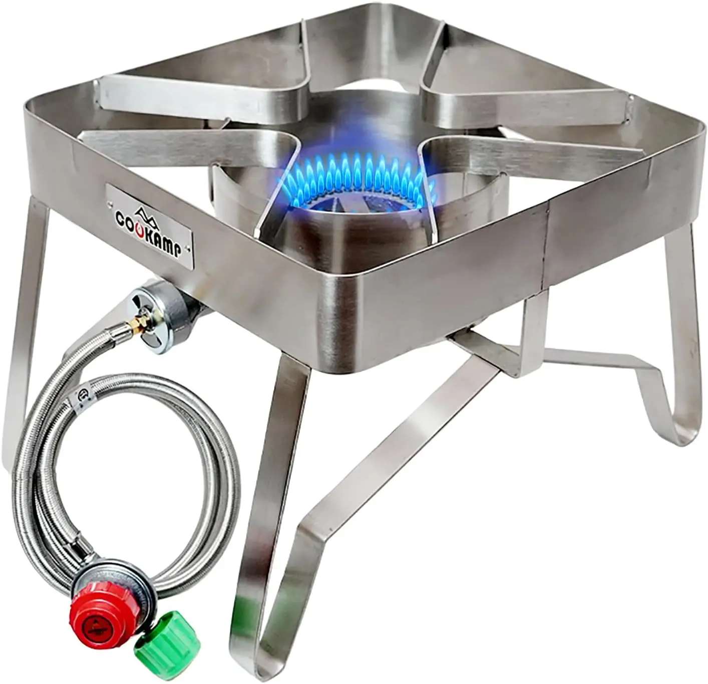 

1-Burner Outdoor Propane Cooker, Stainless Steel, 0-20 PSI Adjustable Regulator, Braided Hose