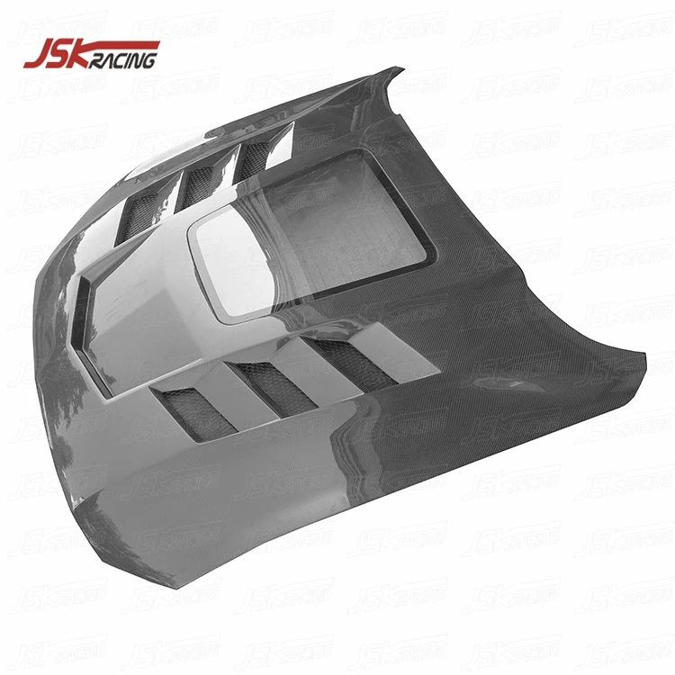 CARBON FIBER HOOD WITH GLASS for 2015-2017 FORD MUSTANG