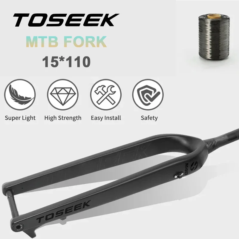 

TOSEEK 27.5er 29er MTB вилка из углеродного волокна для горного велосипеда жесткие вилки 15*110 мм повышающая внутренняя проводка велосипедная сквозная ось XC вилка