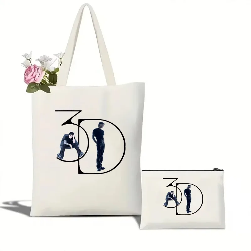 2pc Jungkook 3D Women's Pop Music Tote Bag 3D Song Bag Jeon Y2K Harajuku Korean Fashion Canvas Bag Army Friends Gift Kpop Merch