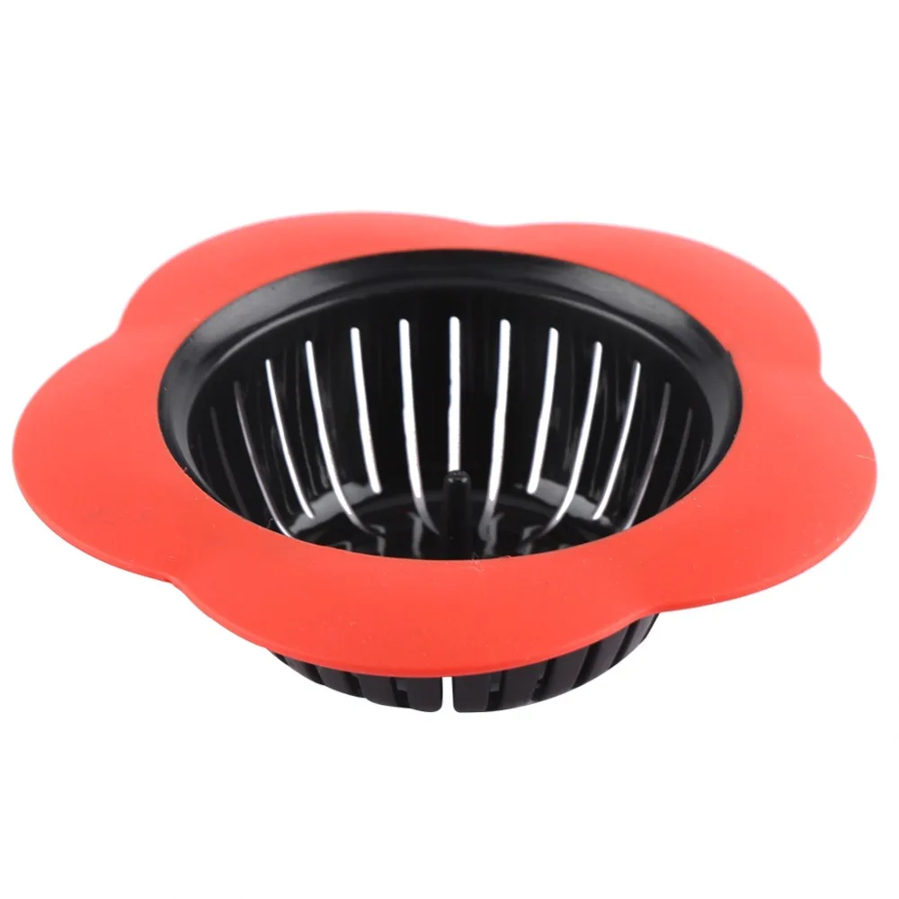 4 Pack 4.33 Inch Diameter Sink Drain Strainer Wide Rim Design Flower Shaped Basin Sink Strainer TPR Plastic Material Anti-Clog