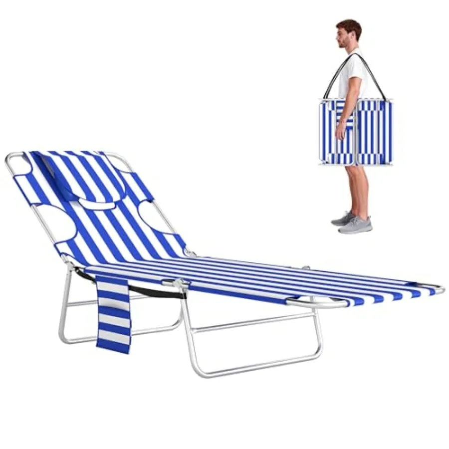 

Outsunny Chaise Lounge Chair Outdoor with Face Arm Hole 5-Position Reclining Face Down Tanning Chair with Carry Strap Side Pock