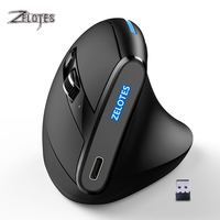 ZELOTES F36A Vertical Handheld Wireless Mouse 2.4G Rechargeable Laptop Mouse Wireless Gaming Mouse