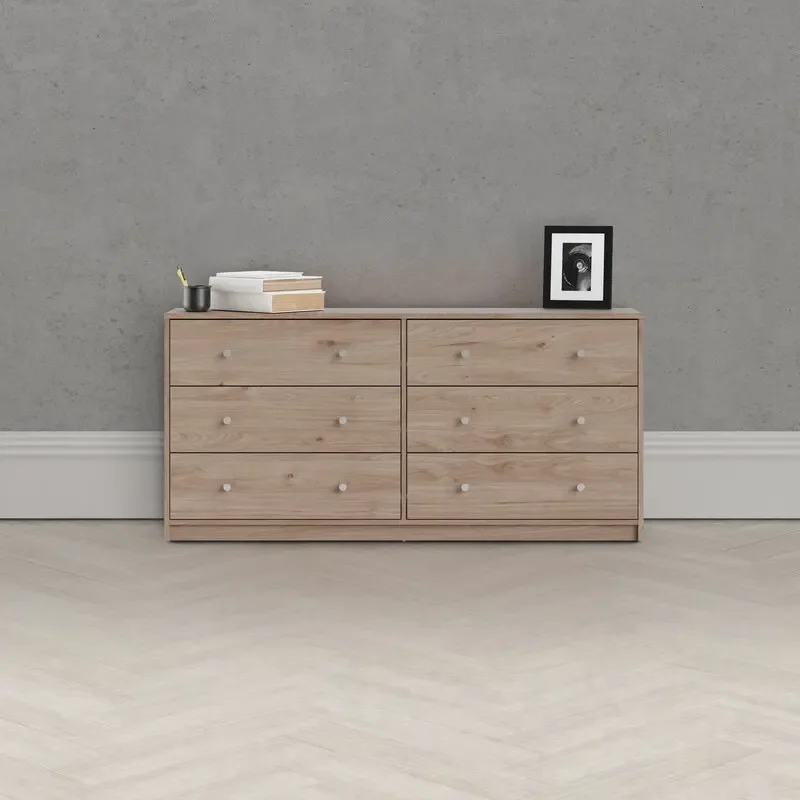 -Rustic Vintage Furniture Midcentury Modern 6 Drawer Double Dresser For Bedroom/Living Room
