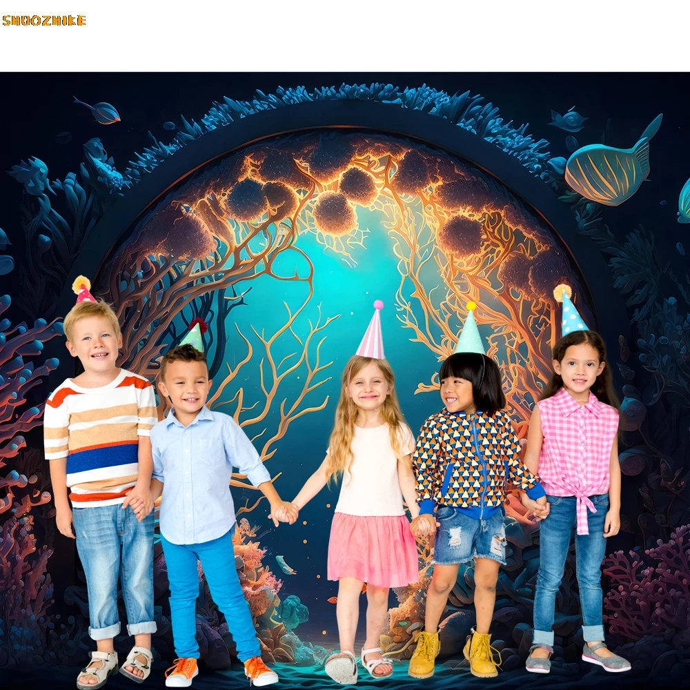 Fondo de fotografía del mundo submarino océano peces submarinos Coral acuario pecera decoración retrato de bebé fondo estudio fotográfico
