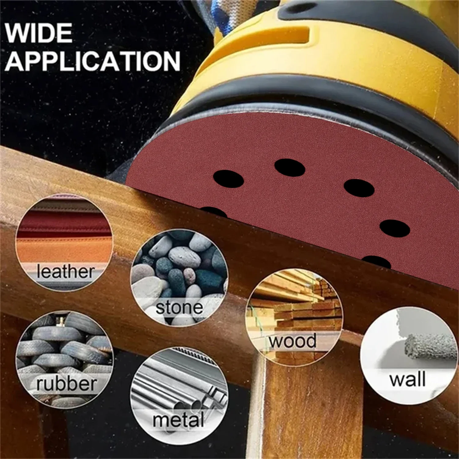10 Particle Sizes Sandpaper Round Sanding Paper Set 5 Inch Hook and Loop Woodworking Metal Grinding Disc Abrasive Polishing Tool