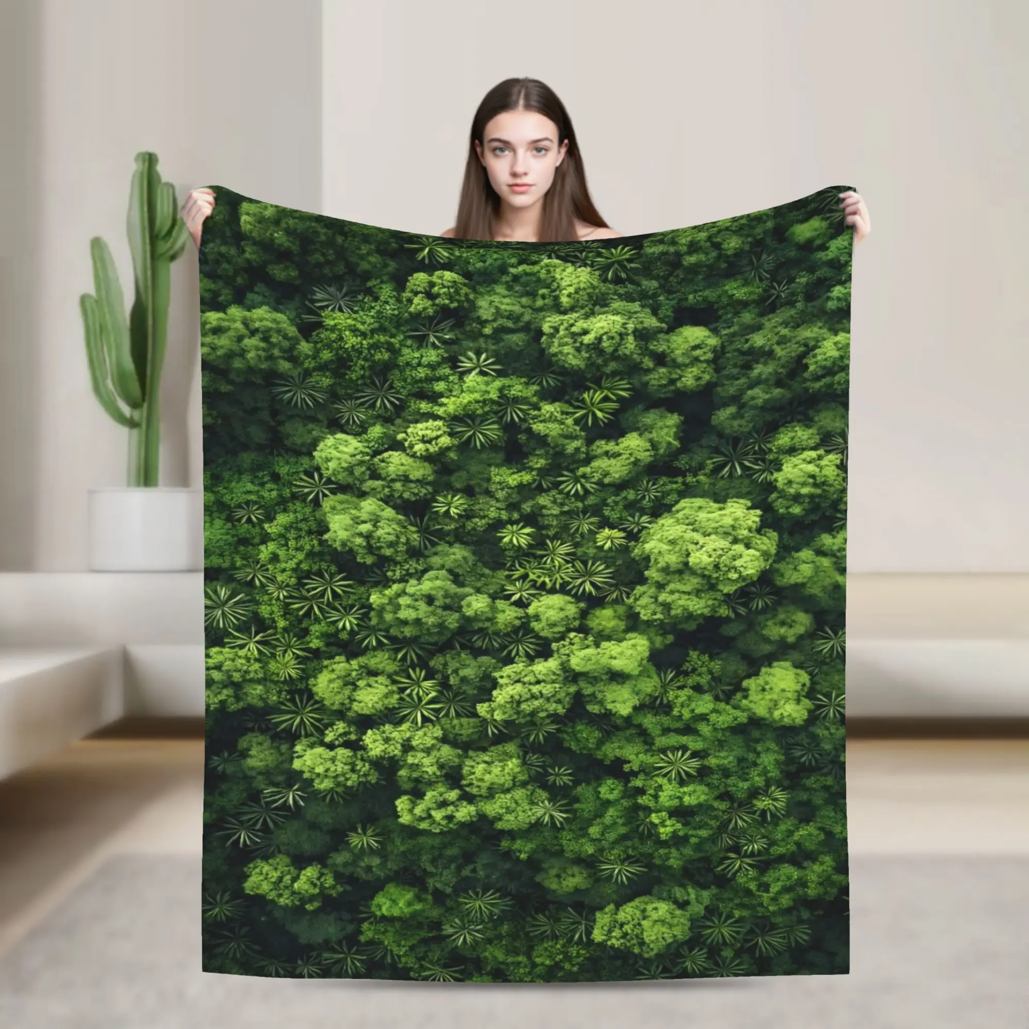 Olive Green Foliage Stuff Blanket Soft Fleece  Throw Blankets Comfortable Bedspread