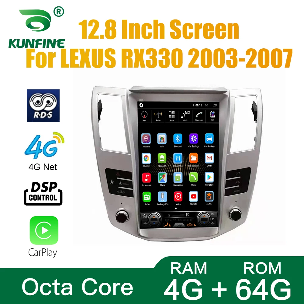 Ekran Tesla Octa Core 4 ГБ ОЗУ 64 ГБ ПЗУ Android 10.0 Автомобильный DVD GPS-плеер Deckless Автомобильная стереосистема для LEXUS RX330 2003-2007 Радио
