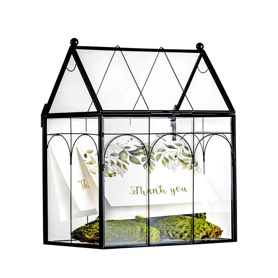 Glass Terrarium with Lid for Cacti, Succulents, Small Plants 7.5 x 4.9 x 9 inches Closed Geometric Planter Box Home Indoor Table