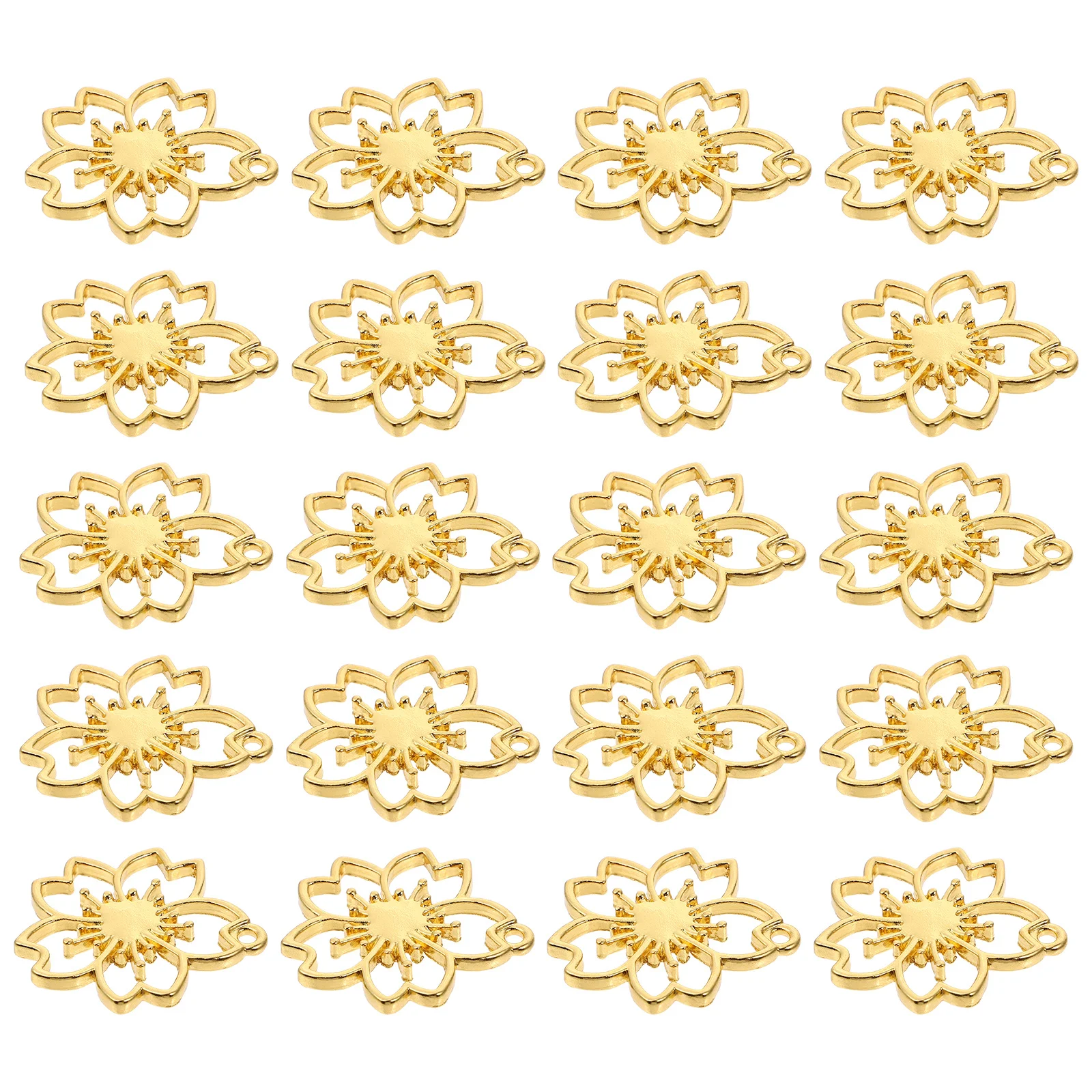 

20Pcs Cherry Blossom Flower Alloy Open Back Bezel Pendants for DIY Resin Jewelry Making Hollow Frame Charms Keychain Earrings