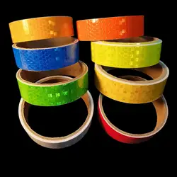 2.5cm*5m Reflective safety Tape Warning Outdoor Waterproof Bicycle Stickers White Red Orange Fluorescent Yellow Reflectors Decal