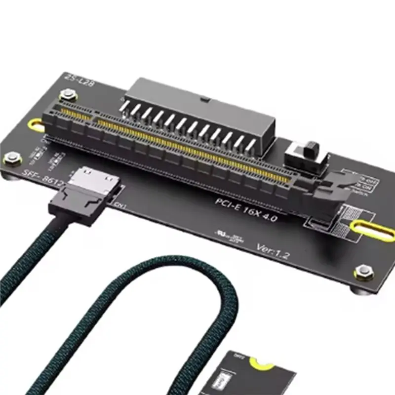 ABIJ-M 2 To PCIE 4.0 X16 Riser Cable With Oculink SFF-8612/8611 32G/Bps Support For M2 SSD M-Key 2242 2260 2280 PWR ATX 24PIN Po