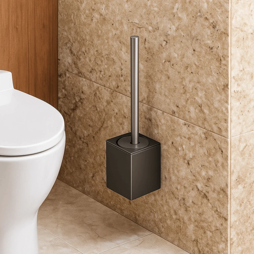 مجموعة فرشاة المرحاض ذات الغلاف المعدني، فرشاة تنظيف المرحاض المقاومة للصدأ المثبتة على الحائط بدون زاوية ميتة، تركيب مجاني للأظافر