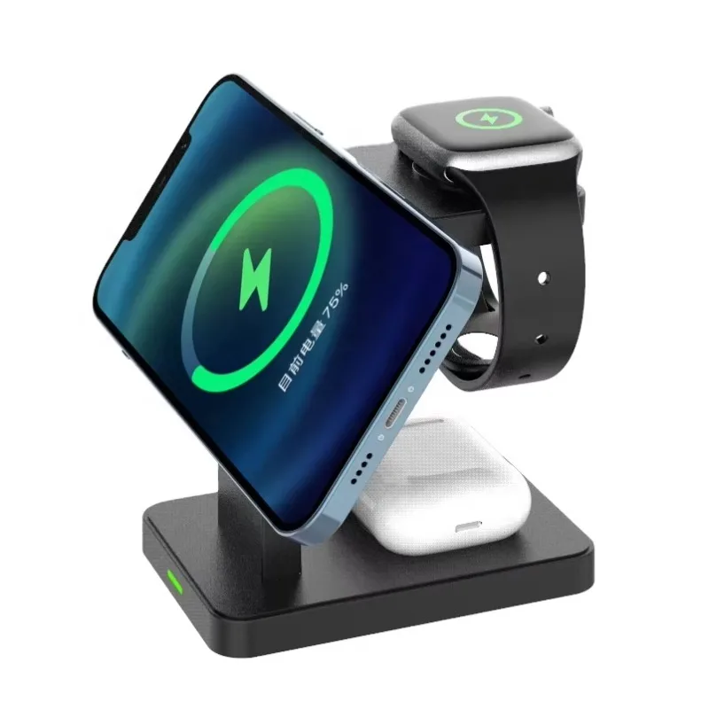 Hot Sale Good Price Three-in-One Multi Function Desktop Charger Stand Bracket Mobile Phone Wireless Charger for Watch Headset