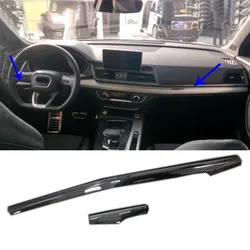 For Audi Q5 FY 2018 2019 LHD Carbon Fiber Look Car Interior Front Console Dashboard Cover Trim Sticker Mouldings Strip 2pcs