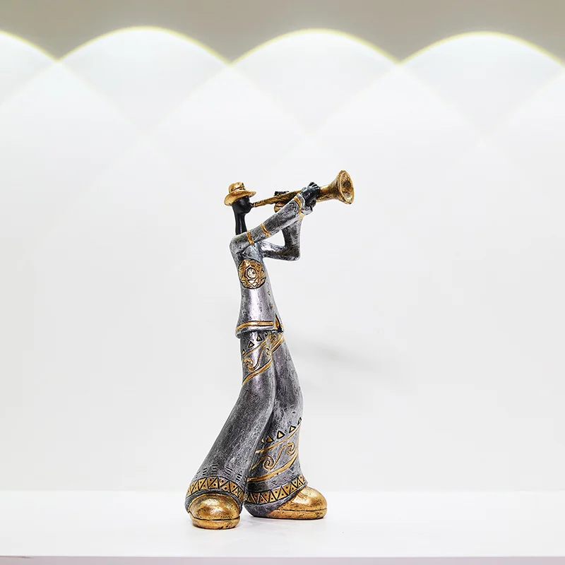 Creative Style Band Model Resin Handicrafts Desktop Ornament Wine Cabinet Bookshelf Living Room Decoration Musical Instrument