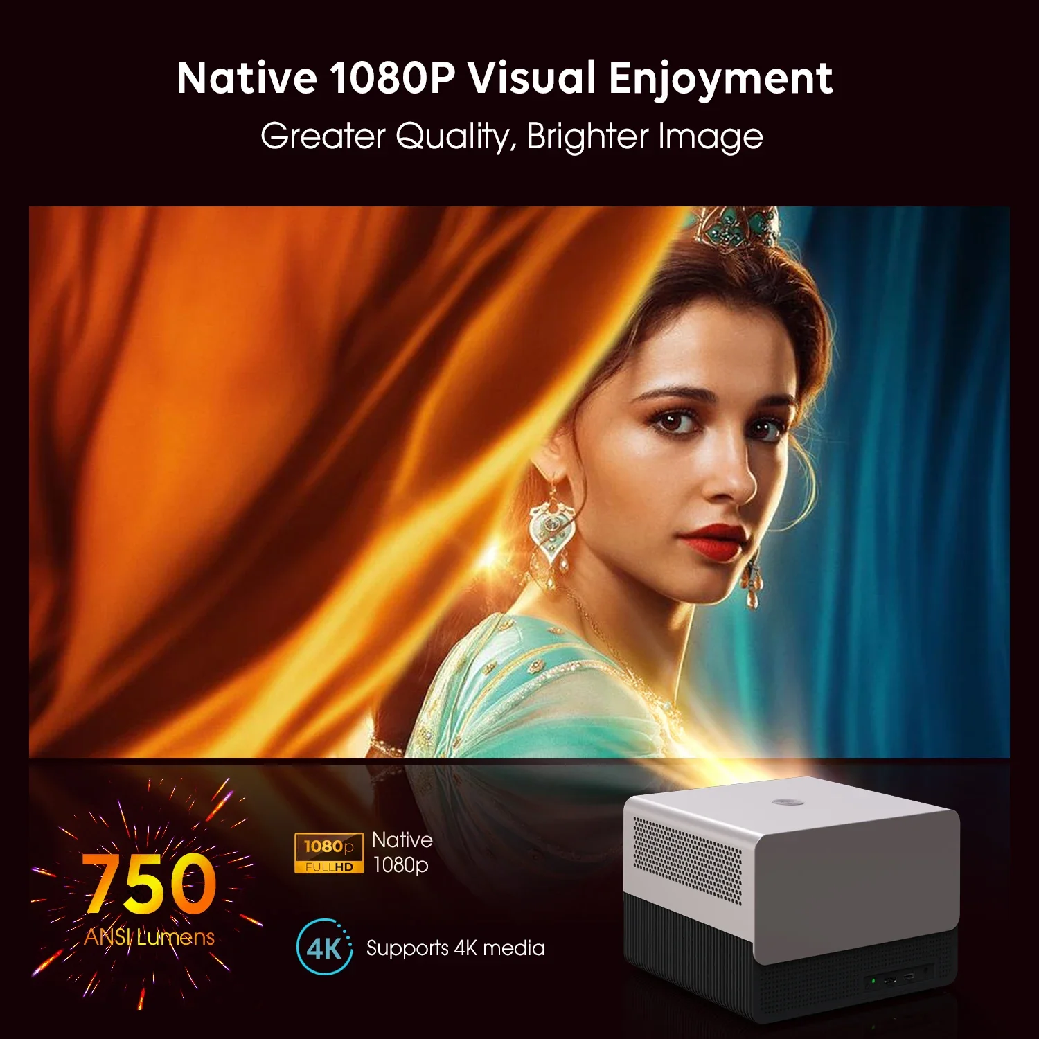 Mini Led Projector Home Theater Android Portable Projector smart tv HD 1080P 1200 ANSI lumens LCD projector