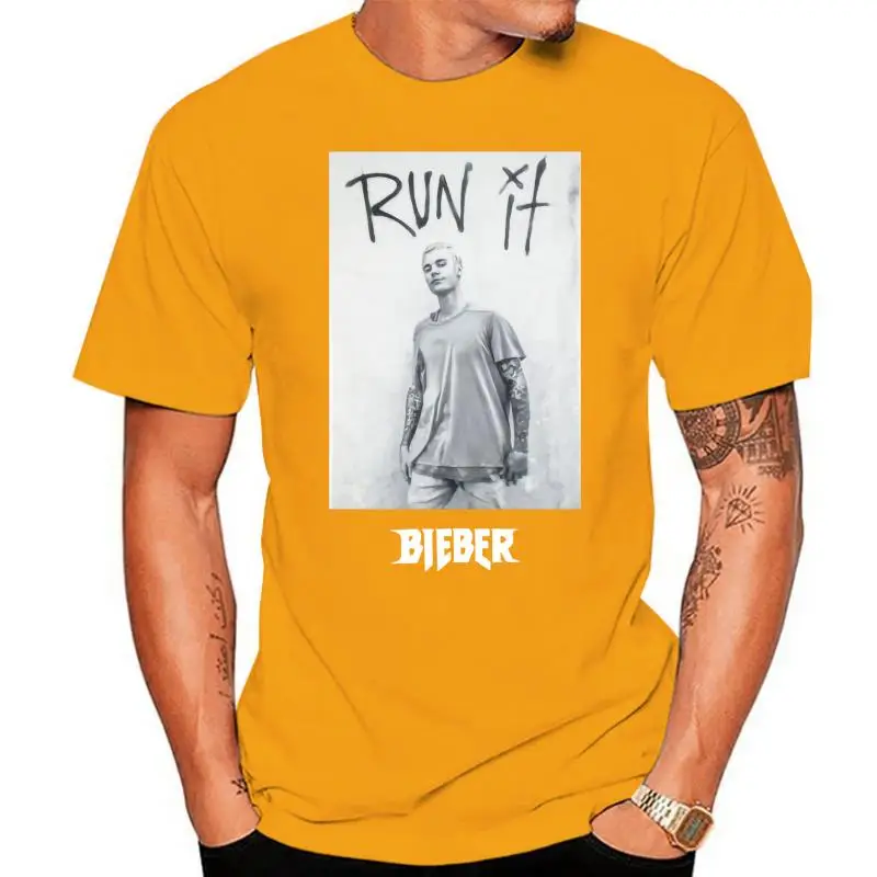 Justin Bieber Run It Image Black T Shirt New Purpose Tour Merch Printed Tee Shirt